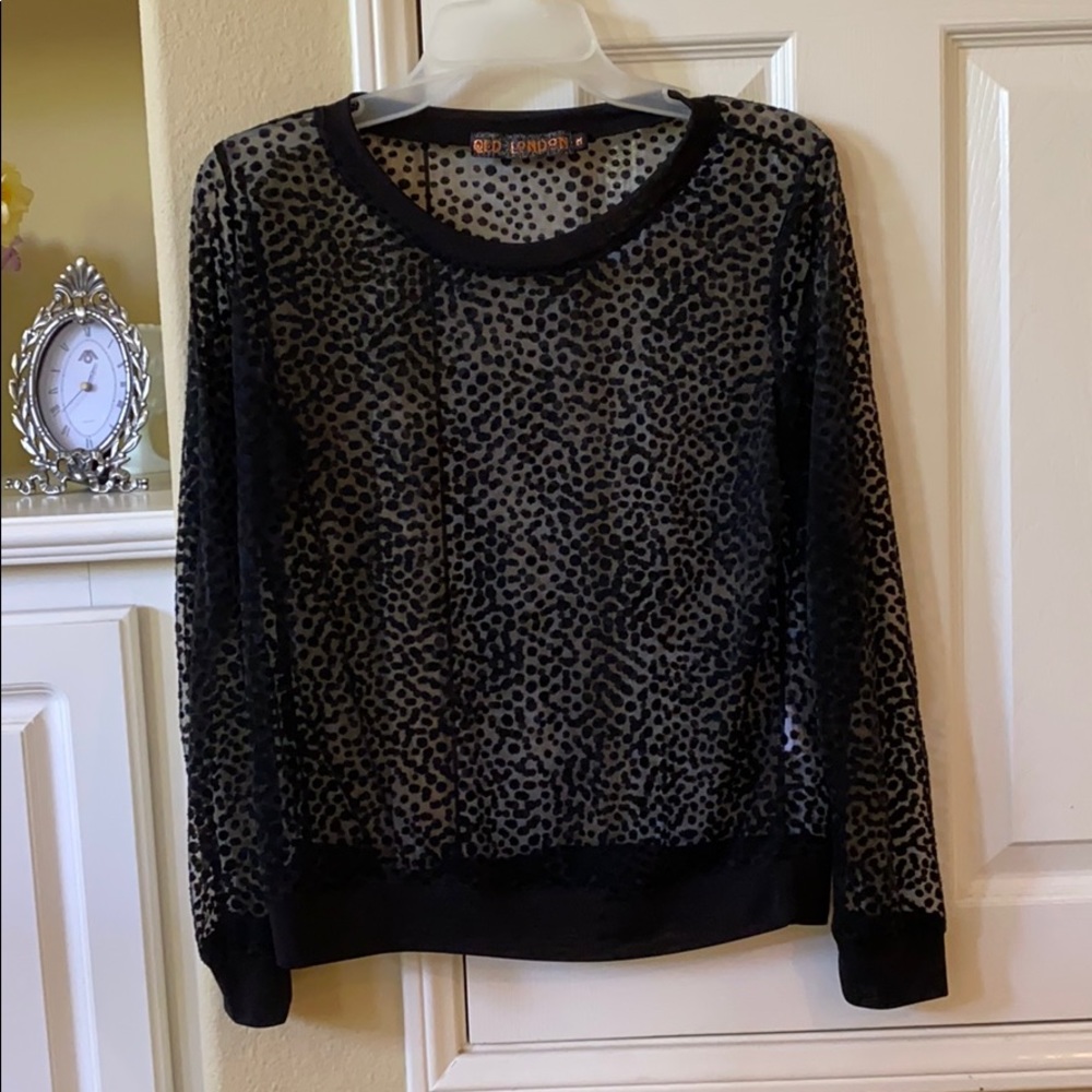 Beautiful see through mesh polka dot top